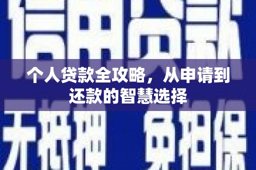 冕宁个人贷款全攻略，从申请到还款的智慧选择