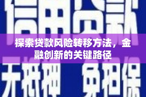 冕宁探索贷款风险转移方法，金融创新的关键路径
