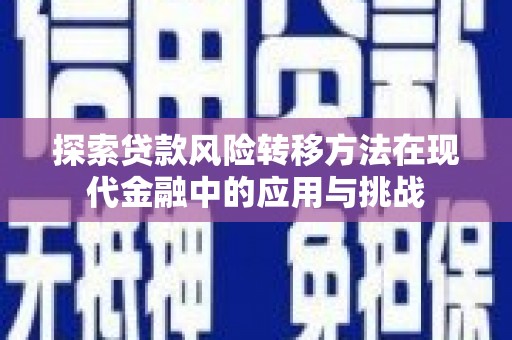 冕宁探索贷款风险转移方法在现代金融中的应用与挑战