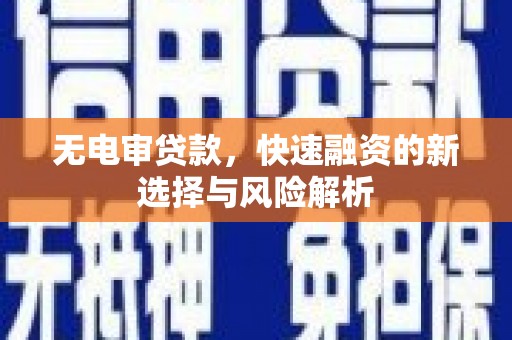 冕宁无电审贷款，快速融资的新选择与风险解析