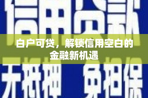 冕宁白户可贷，解锁信用空白的金融新机遇