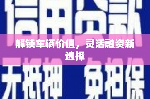 冕宁解锁车辆价值，灵活融资新选择